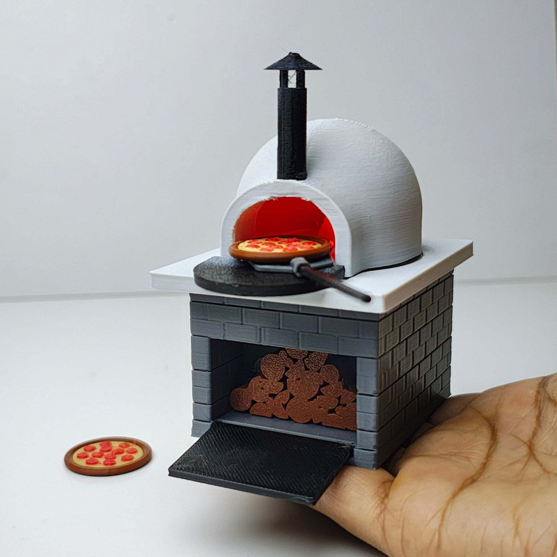 MINIATURES SHOP Miniature Pizza Oven Dollhouse Accessories Playset(Grey)