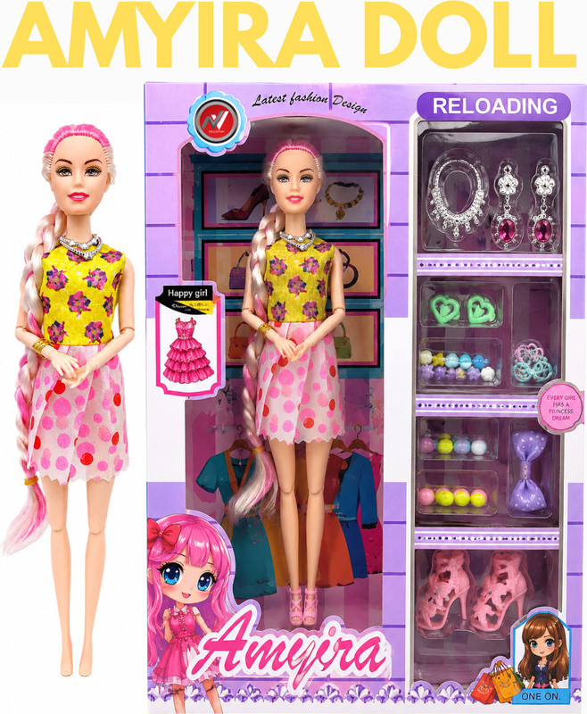 CTC CREATION Amayira Fashion Doll Set with Jewelry & Shoes(Multicolor)