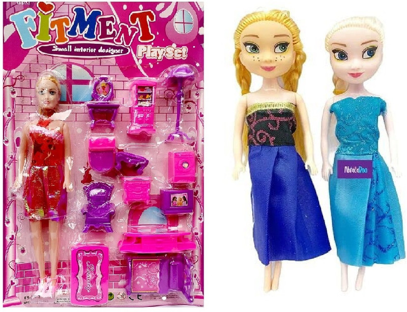 PRV TOYS Dollhouse Set For Girl's Kid's Doll House Play Set With Two Sister Dolls(Multicolor)