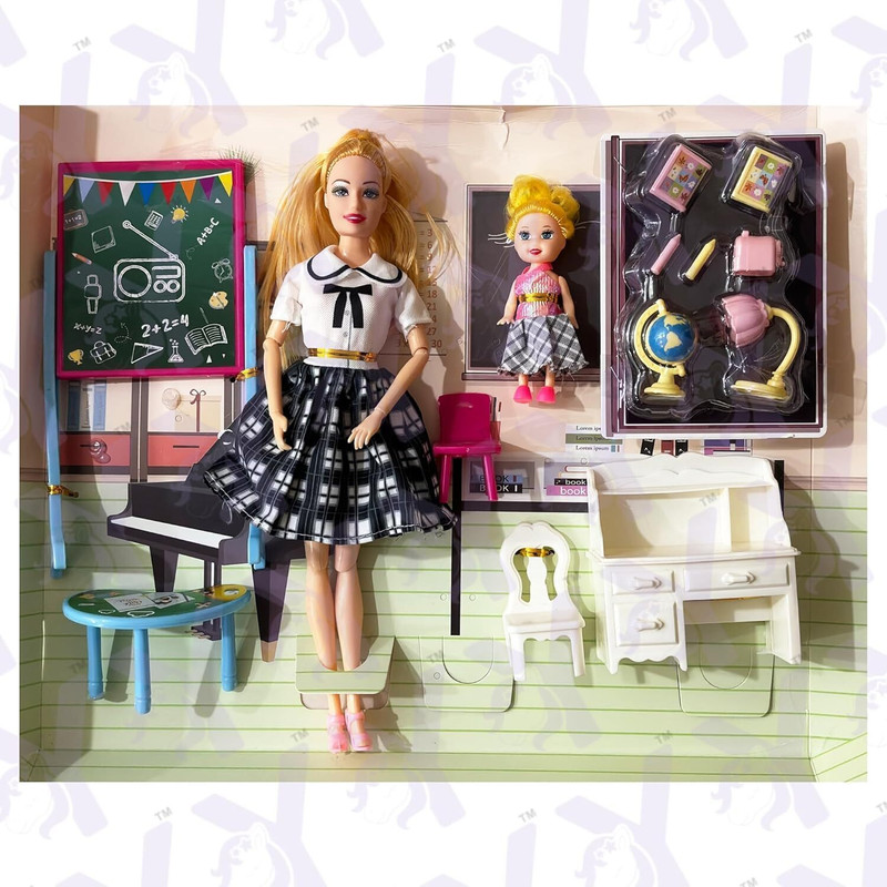 Yunicron Max Teacher Doll & Student Classroom Set(White)