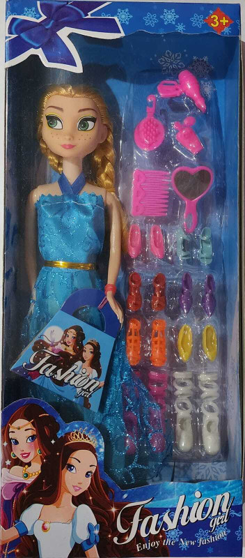 Shyam for kids girls fashion doll set with miror shoes doll with clothes(Blue)