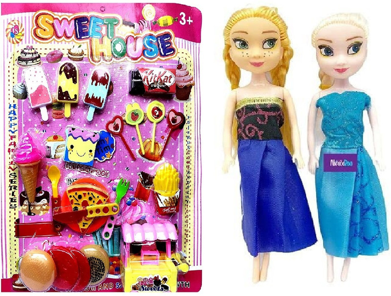 M S.Toys Doll House Pizza Ice Cream, Set for Girl's Combo of 2 Doll House Pretend Toy(Multicolor)