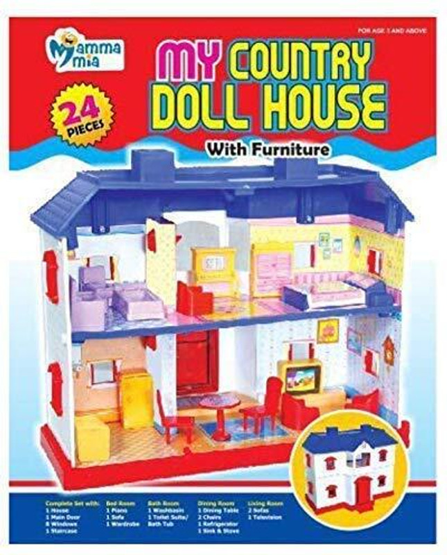 GOSHOPPE ENTERPRISES My Country Doll House with Furniture, 24 Pcs for kids(Multicolor)