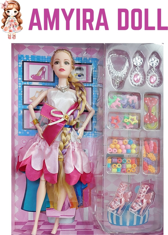 NV COLLECTION Amyira Foldable Joint Doll with Matching Accessories(Multicolor)