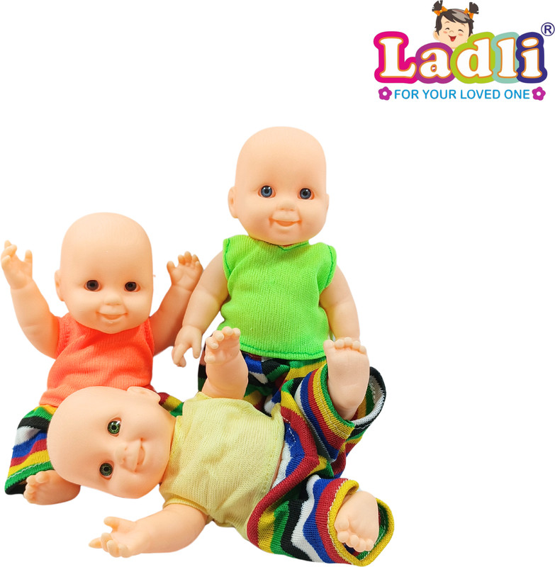 Ladli Cute Soft Body Toy for Kids 3 Brother Naughty Real born baby face Doll(Multicolor)