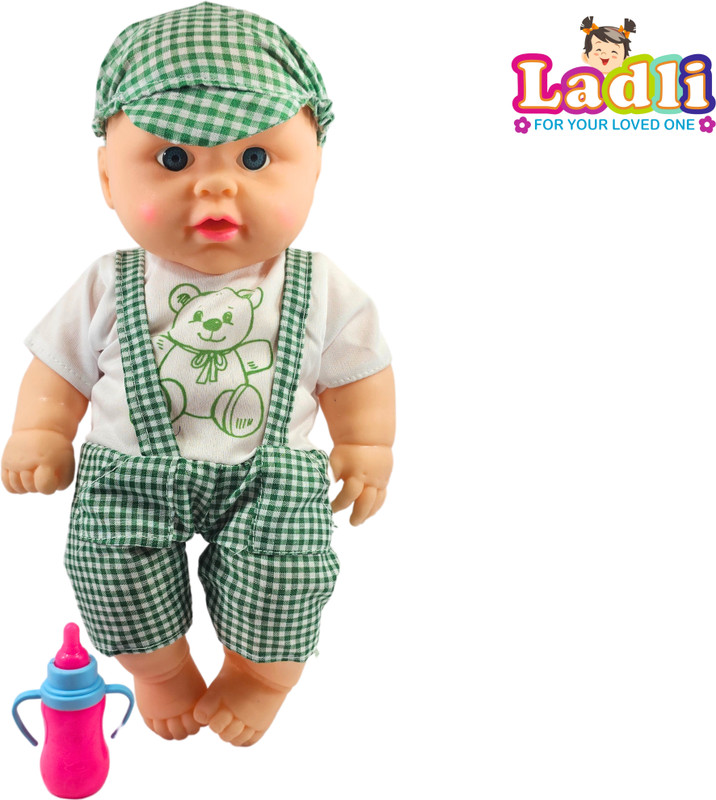 Ladli Baby doll Golu Baba Rubber Doll for Kids Removable Clothes Boy Doll for Kids_B(Green)