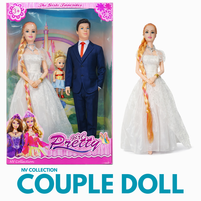 NV COLLECTION Fun Family Doll Set with Parents Baby and Pretend Accessories(Multicolor)