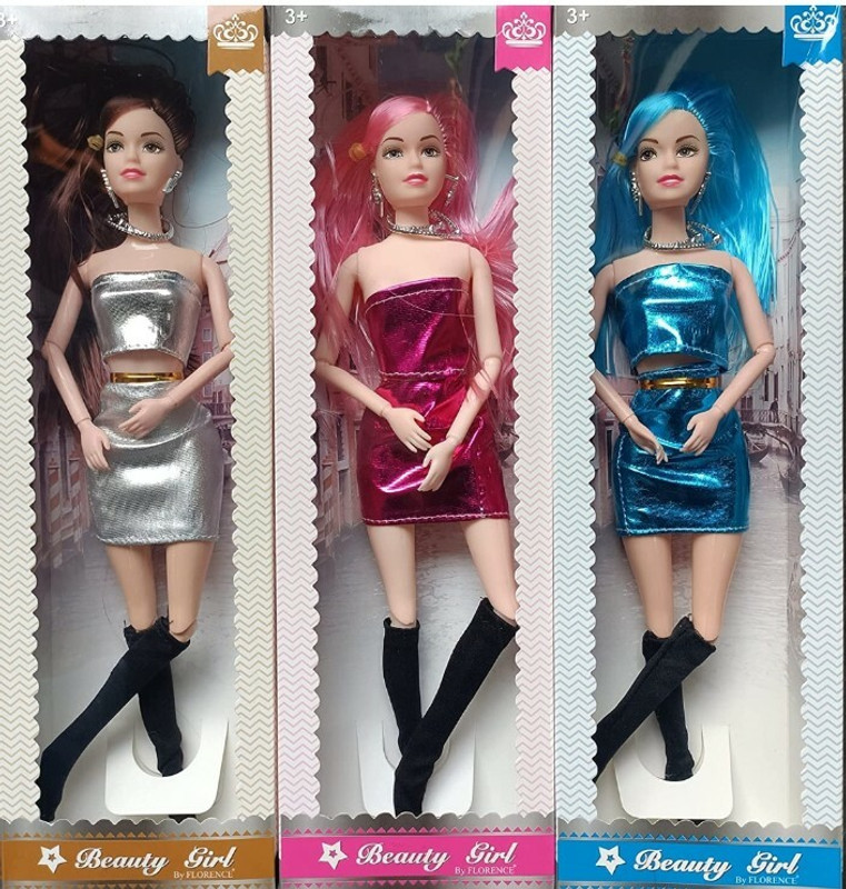 Ak industry Cousin sister 3 doll set doll set Fashon doll foldble hair Play doll set(Multicolor)