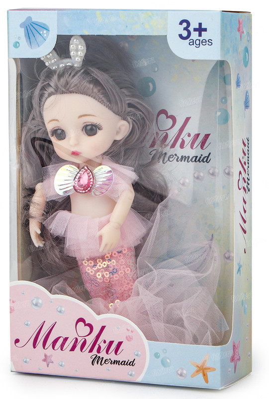 FIDDLERZ Mermaid Doll for Girls Moveable Body with Beautiful Dress & Crown Doll for Kids(Pink)