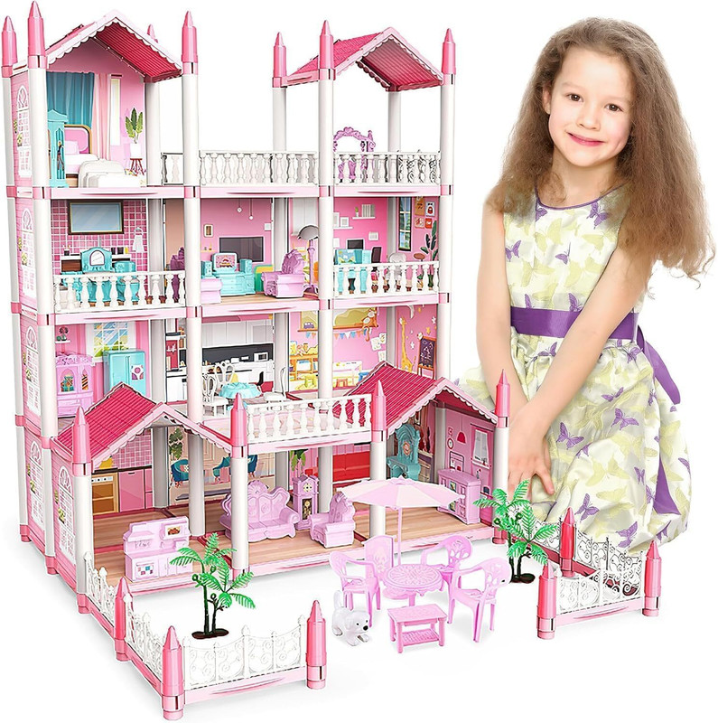 Toyrama Villa Garden Doll House Playset 258 PCS Large DIY Dollhouse , Dream House Toy(Multicolor)