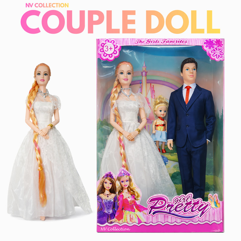 NV COLLECTION Family Role Play Toy Set with Couple Dolls and Baby(Multicolor)