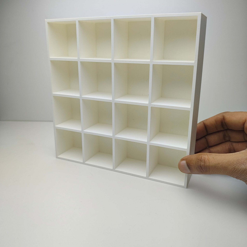 MINIATURES SHOP Miniature Wooden 16-Grid Storage Shelf Dollhouse Accessories Playset(White)