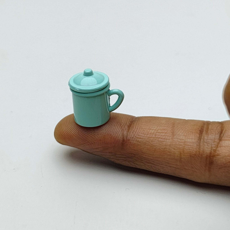 MINIATURES SHOP Miniature Cup and Lid Set Dollhouse Kitchen Accessories Playset(Pink, Blue)