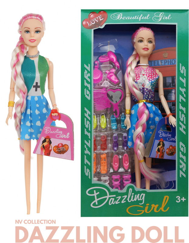 NV COLLECTION Kids fashion doll featuring elegant braids and a fashionable handbag(Multicolor)