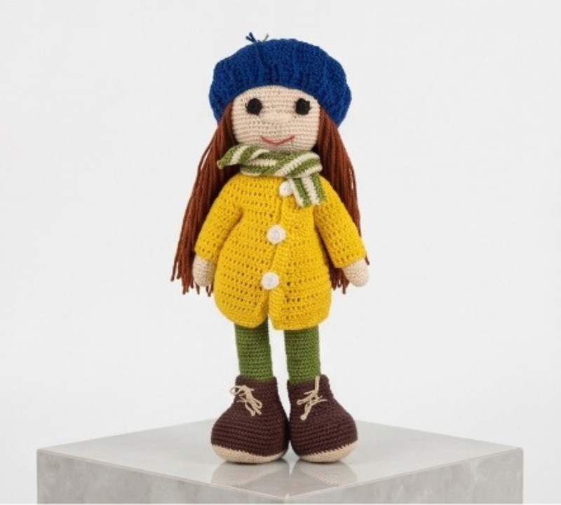 EJINS Handmade Crochet Amigurumi Doll Sunny Winter Girl Soft Toyfor Kids Nursery Décor(Yellow)