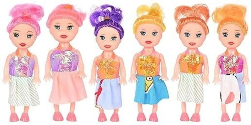 little toys Cute & Attractive 6 Sister Dolls With Beautiful Hair and Movable Body Parts(Multicolor)