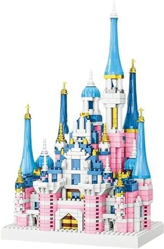 Toyrama Doll House for Girls, Princess Magical Frozen Theme Snow Castle Blocks(Pink)