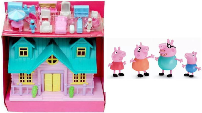 RIGHT SEARCH Pig Family Set for Kids, Doll House with Accessories(Multicolor)