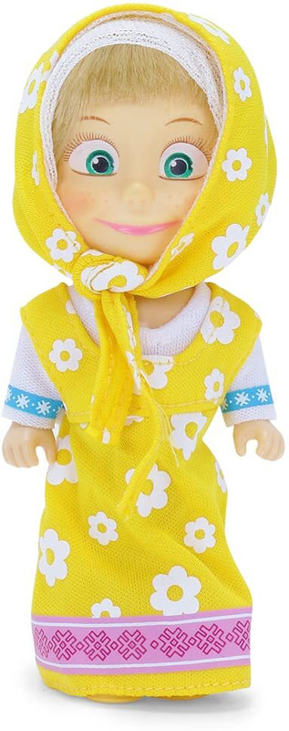 Masha And The Bear Toy Doll Set with Attractive Outfit Cartoon Ideal Gift Set for Girls Kids(Yellow)