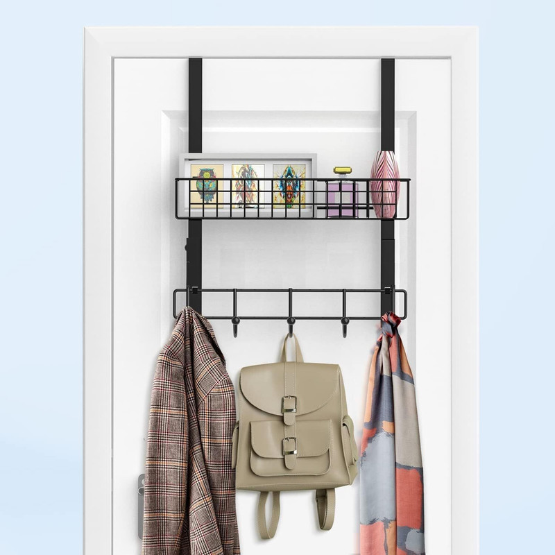 Konquer TimeS The Door Hanger with Basket, Detachable Storage Shelf for Towels, Hats, Handbags Door Hanger