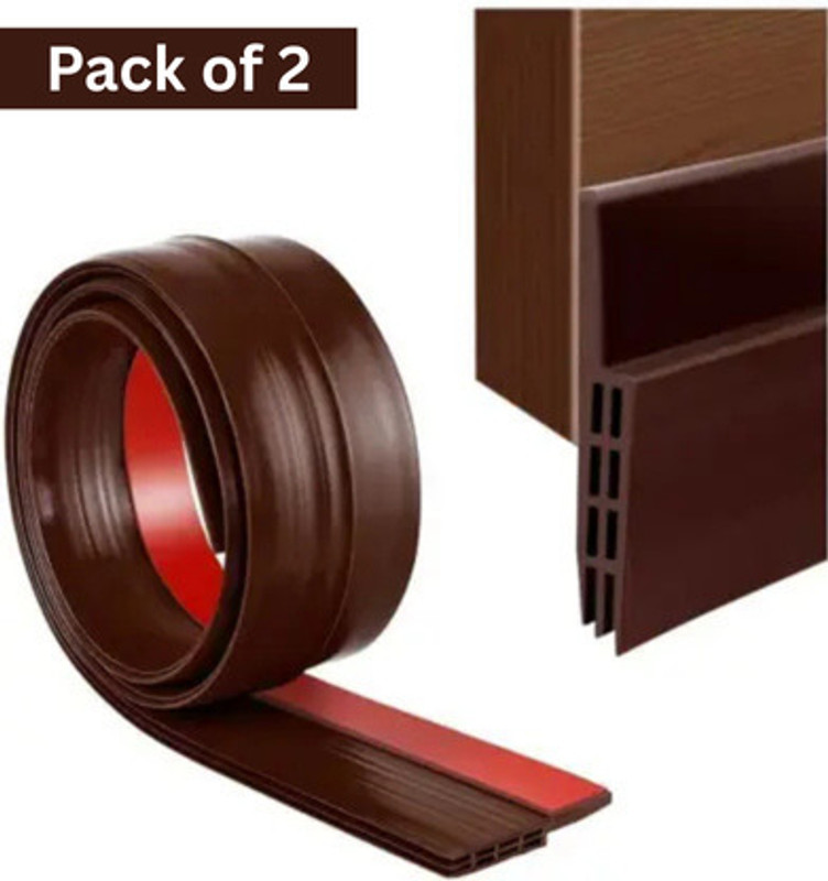 PYORIT (Pack of 2) Self-adhesive rubber door seal Self-Adhesive Window/Door Tape for Seal, Cockroach Insect Bugs Stopper 1 Meter Floor Mounted Door Stopper(Brown)