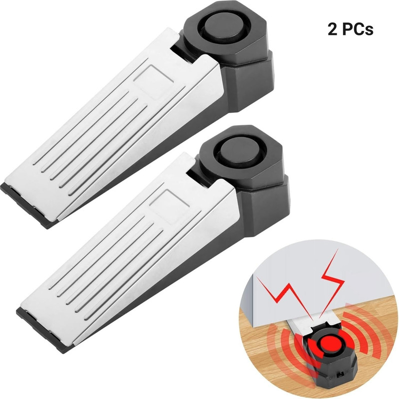 V VRAT 2 PCs Door Stop Alarm Entrance Alert Door Stopper Security Alarm Travel Home for Door Door Window Alarm(95dB)