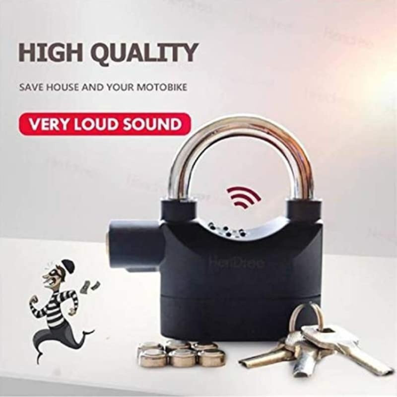 Takatak Anti-Theft Alarm Security Padlock with Loud Sound and 3 Keys – Black Door & Window Door Window Alarm(110)