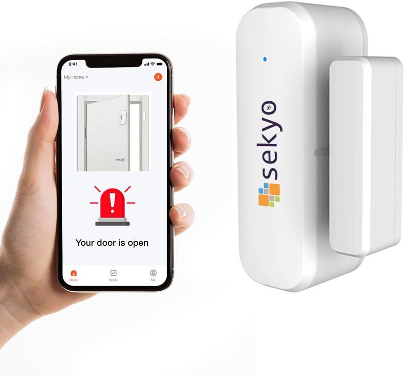 Sekyo Sensor Alarm for Door| Magnetic Wireless Door Open| Alarm Security System| Window Door Window Alarm(Pack of 3) Real-time Alert| WiFi Required | App Control | Easy Installation)