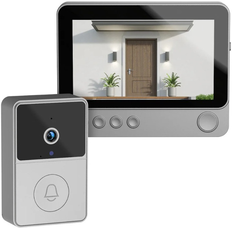 Orlov Wireless Video Doorbell 4.3 Inch LCD Screen, Two Way Audio, Night Vision Door Door Window Alarm(90 dB)