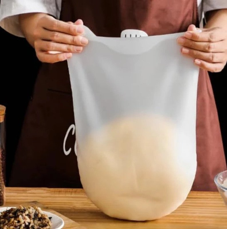 FEXMY Preservation Kneading Flour-Mixing Atta Dough Maker Bag for Bread, Pastry Silicone Detachable Dough Maker(White)