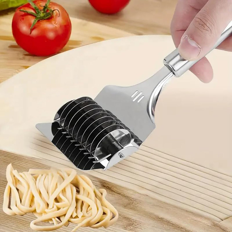 Top Trick Noodle Cutter Stainless Steel Pasta Spaghetti Maker Noodle Lattice Roller Kitchen Tool Set(Silver, Cutter, Chopper)