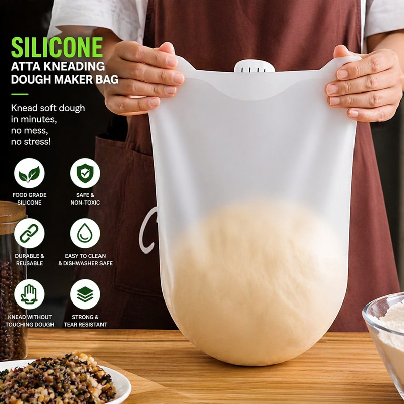 RUTPI VARIABLES Silicone Atta Kneading And Doughing Bag Silicone Continuous Dough Maker(White)
