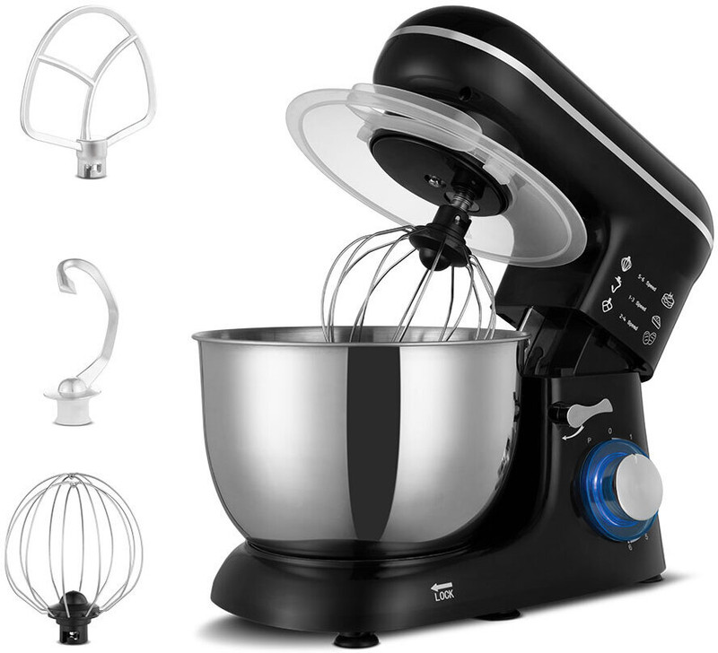 KENT Stand Mixer 1300W ideal To Whisk Mix&Knead 5L Bowl 6 SpeedSetting&PulseFunction Stainless Steel Continuous Dough Maker(Black, Silver)
