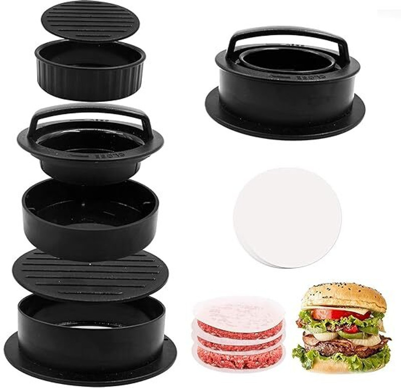 Fing Cold 3 in 1 Round Nonstick Hamburger Patty Maker, Hamburger Press Manual Dough Press(Hamburger Press)