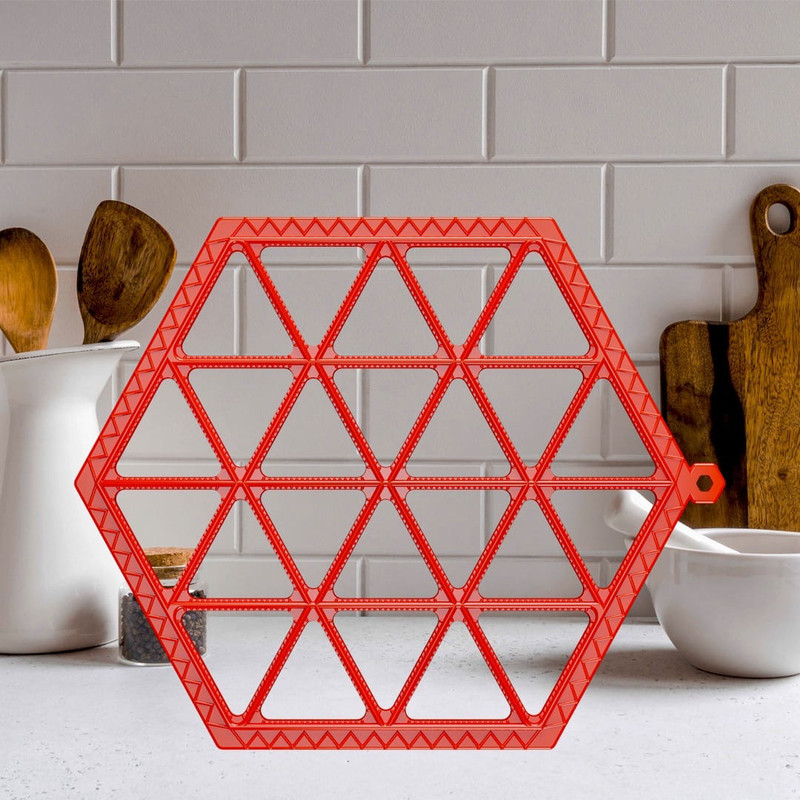 ronaks Cold 24-Cavity Samosa Maker, or Triangle Dough Cutter/Press/Dumpling press Manual Dough Press(DUMPLING PRESS (Plastic Red) | SAMOSA MAKER NON STICK)