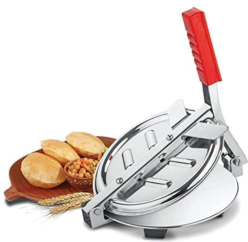 Aryamurti Cold Puri Maker Press Machine with Hand Manual Manual Dough Press(Heavy Quality Stainless Steel 7.5 inch Dia.Puri Maker Press Machine)