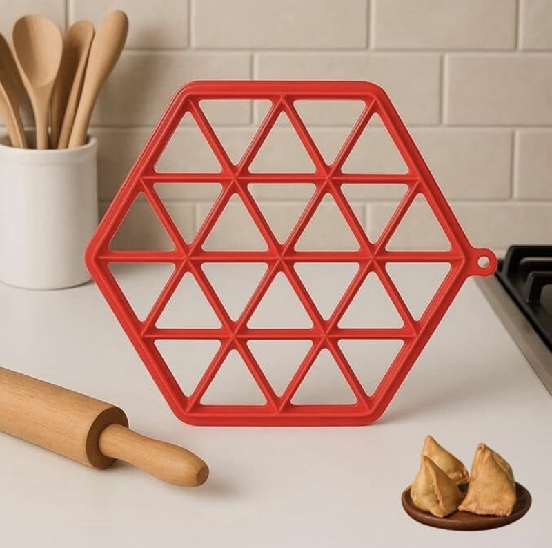 ronaks Cold Hexagon Plastic Resistant Plastic Trivet – Set of 3, Anti-Slip & Colorful Design Manual Dough Press(Samosa Dumpling press)