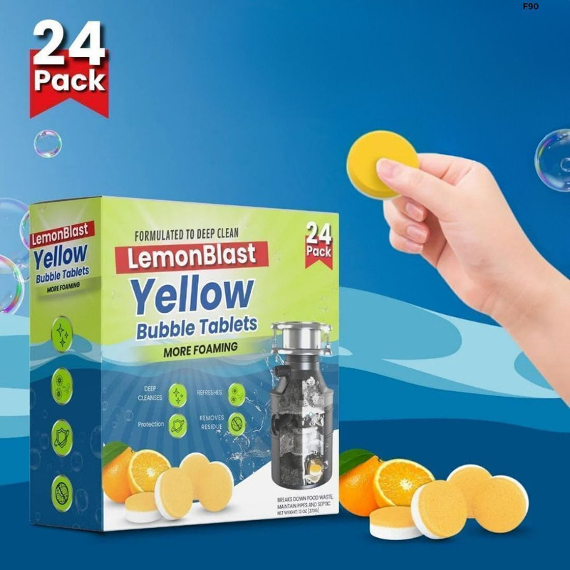 BOOCOAL Lemonblast Yellow Bubble Tablets Sink Cleaner Tablet Compact And Easy To Store Crystal Drain Opener(100 g)