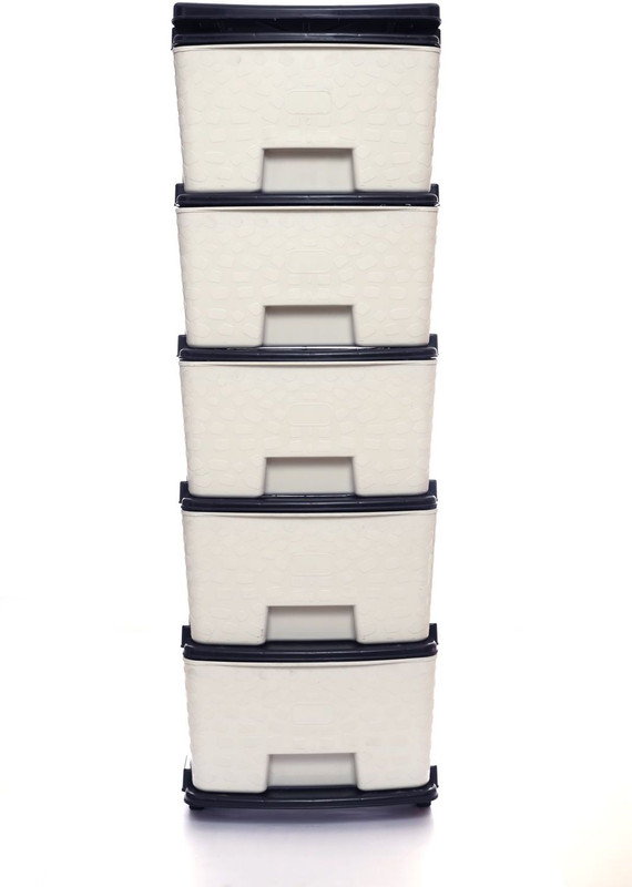 Nejadhari 5 Layer Multi-Functional Storage Drawer PP Collapsible Wardrobe(Finish Color - White, DIY(Do-It-Yourself))