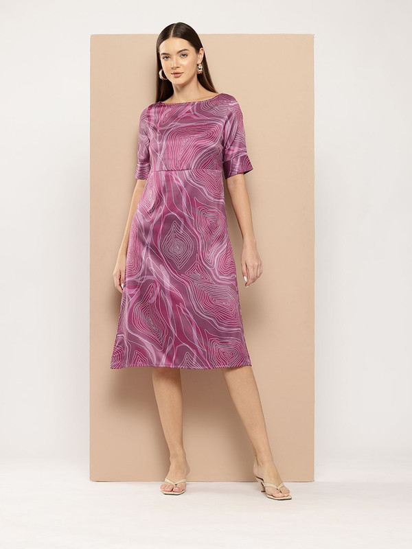 CHEMISTRY Women A-line Maroon Midi/Calf Length Dress