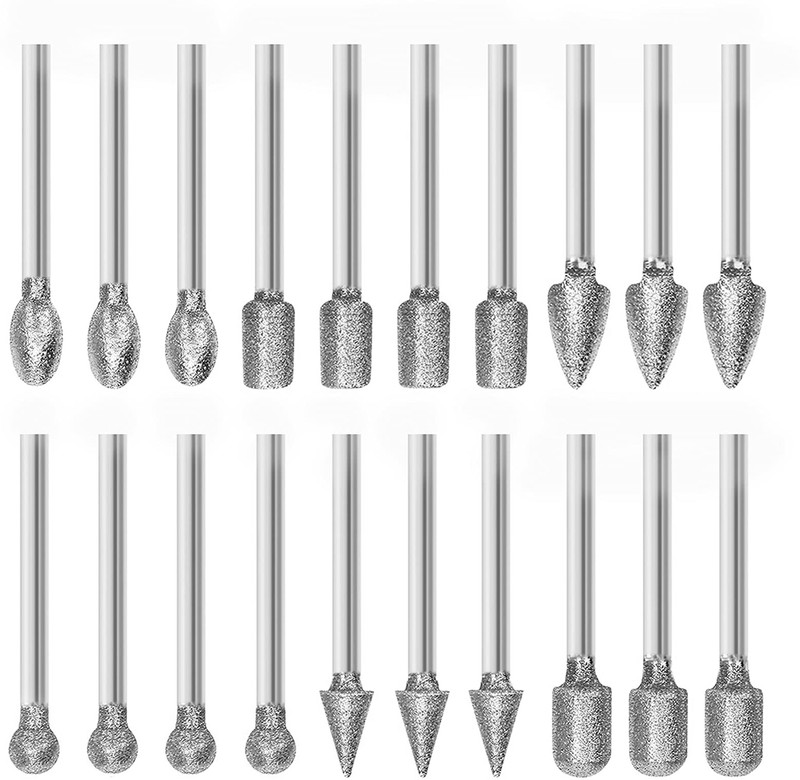 Probero Diamond Drill Bit Set 20Pcs for Stone Carving Rotary Tool Diamond Drill Bit Set 20pcs Rotary Tool Polishing Bits for Stone with 6 Designs Masonry Bits Set(Pack of 20)