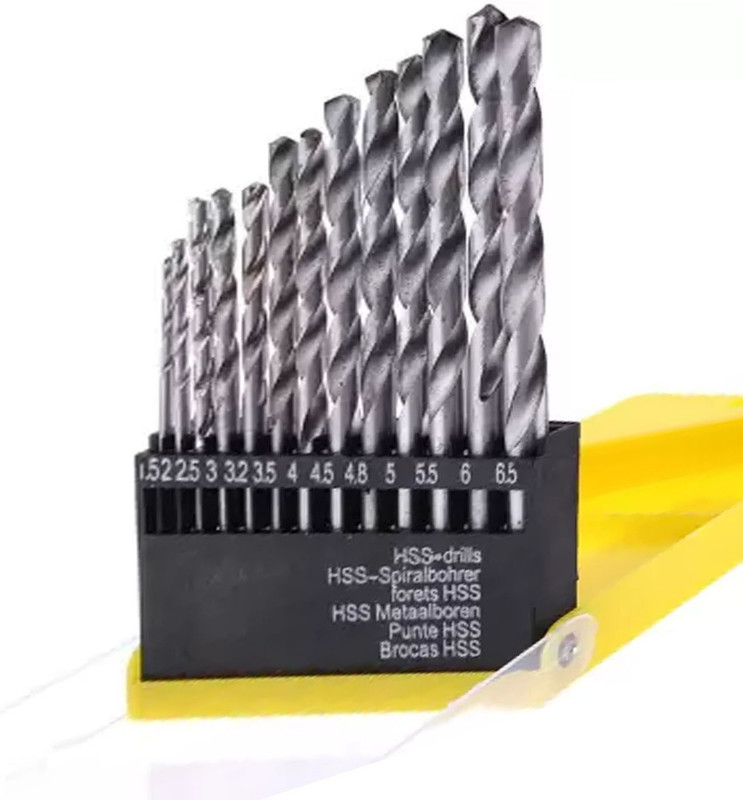 Kshivi DB052 13 Pcs High Speed Steel Drill Bit Set For Wood, Metal, Plastic Size 1.5mm-6.5mm