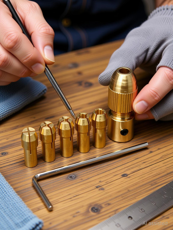 tHemiStO 3.17mm Shank Metal Drill Chuck Collet Bits Rotary with Screw, 0.5-3 mm
