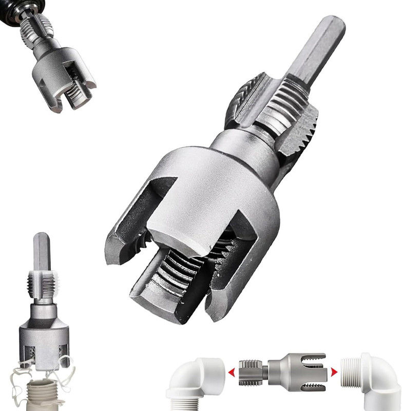 uptodateprouducts Pipe Thread Cutting Tool Integrated Internal and External,Pipe Threading Tool Pvc Pipe Threader for 1/2''Dies, Electric Drill Compatible Threading