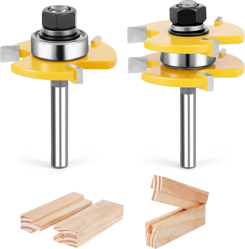 SERPLEX Alloy Steel Router Bit Set 8mm Alloy Steel Rail and Stile Router Bits Set for Precise Wood Joinery Specialty Woodworking Bits Set(Pack of 2)
