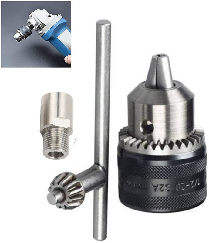 Kiesh DCAB01 Drill Bits 13 mm Drill Chuck for Angle Grinder and Drill Machine With Converter Nut Adaptor Key and 13 Pcs of Hss Drill Bit Set Size 1.5-6.5 mm
