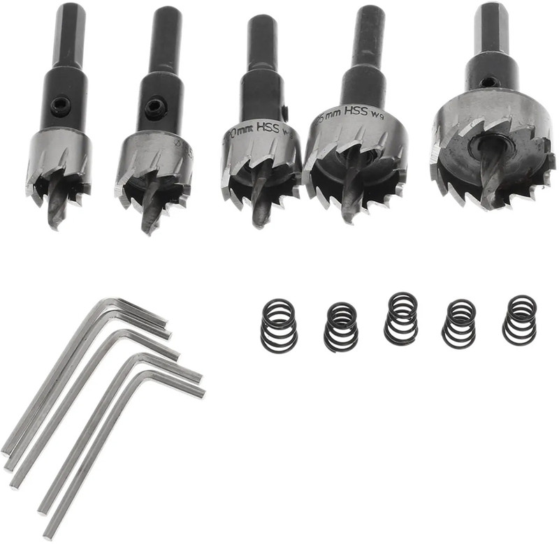 uptodateprouducts 5Pcs/Set 16mm 18mm 20mm 25mm 30mm HSS Stainless Steel Hole Saws Cutter