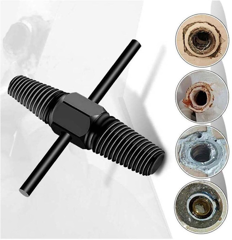 uptodatetools High-Carbon Steel Double Head G1/2in + G3/4in Car Repair Tool Dual-Use Broken Screw Extractor for 1/2 Inch and 3/4 Inch Pipes, Valves Masonry Bits(Pack of 1)