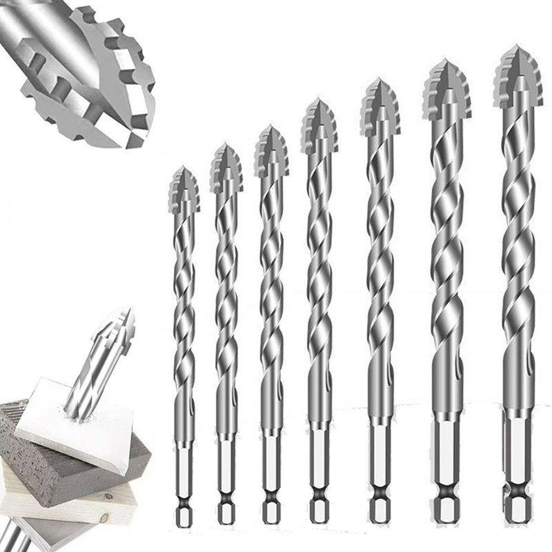 Probero 7Pcs Alloy Steel Carbide Drill Bits for Ceramic and Glass Tile 7 Pcs Alloy Steel Carbide Drill Bits Set for Tile Glass Marble Concrete 3 to Masonry Bits Set(Pack of 7)