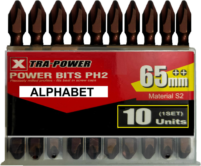 ALPHABET PH2-65MM Screw Driver Bit +/+ Paddle Bits Set(Pack of 10)